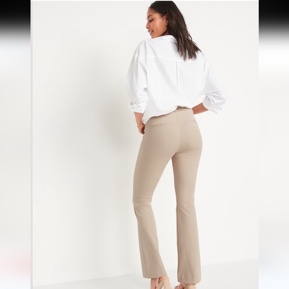 Old Navy 2 Pair of High Rise Pixie Flare Khaki Uniform Pants - Picture 2 of 7